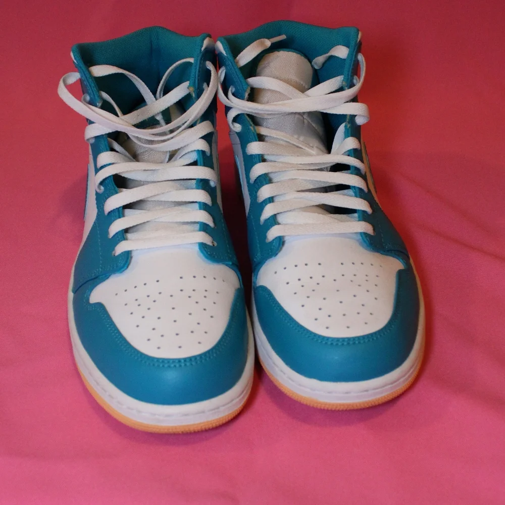 Nike Air Jordan 1 Mid Aquatone Blue Gold AJ1 Casual Basketball Men's 12 US‎